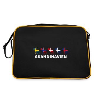Skandinavien Geschenk Schweden Flagge Norden - Retro Tasche - Schwarz/Gold - Hinten