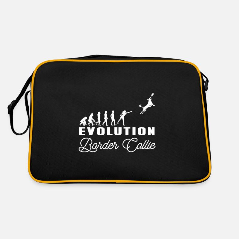 Border Collie - Retro Tasche - Schwarz/Gold