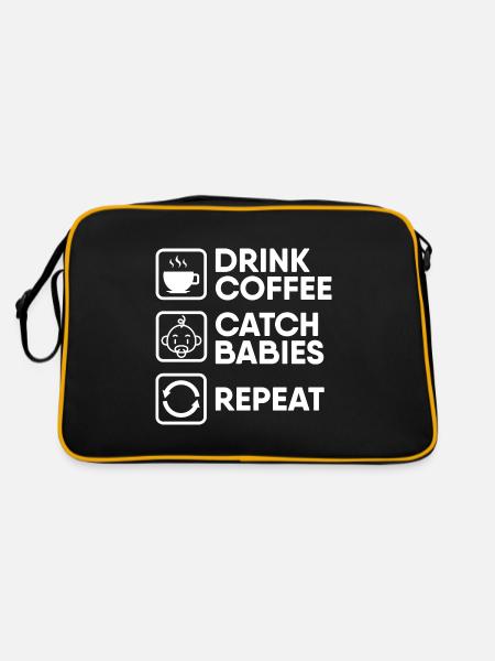 Midwife obstetrician - Retro Bag - black/gold - Back