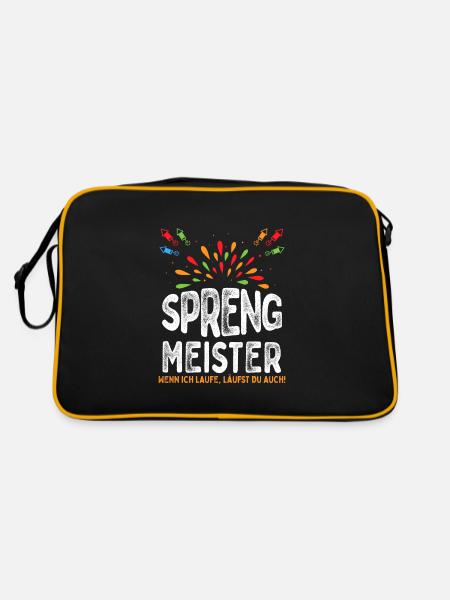 Sprengmeister Silvester Geschenk Spruch - Retro Tasche - Schwarz/Gold - Hinten