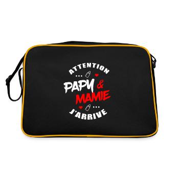 ATTENTION PAPY ET MAMIE J'ARRIVE - Sac Retro - noir/or - Dos
