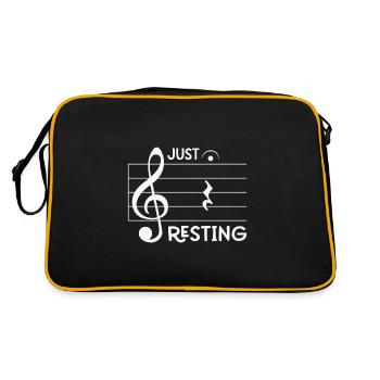 Music Quote Just Resting Quarter Rest & Fermata No - Retro Bag - black/gold - Back