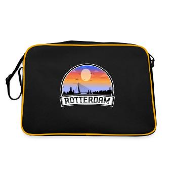 Rotterdam Netherlands Skyline Vintage Sunset Trave - Retro Bag - black/gold - Back