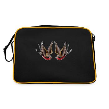 Double bird old school tattoo style - Retro Bag - black/gold - Back