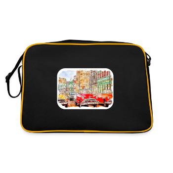 Habana Cuba Aquarelle Esquisse Dessinée Illustration - Sac Retro - noir/or - Dos