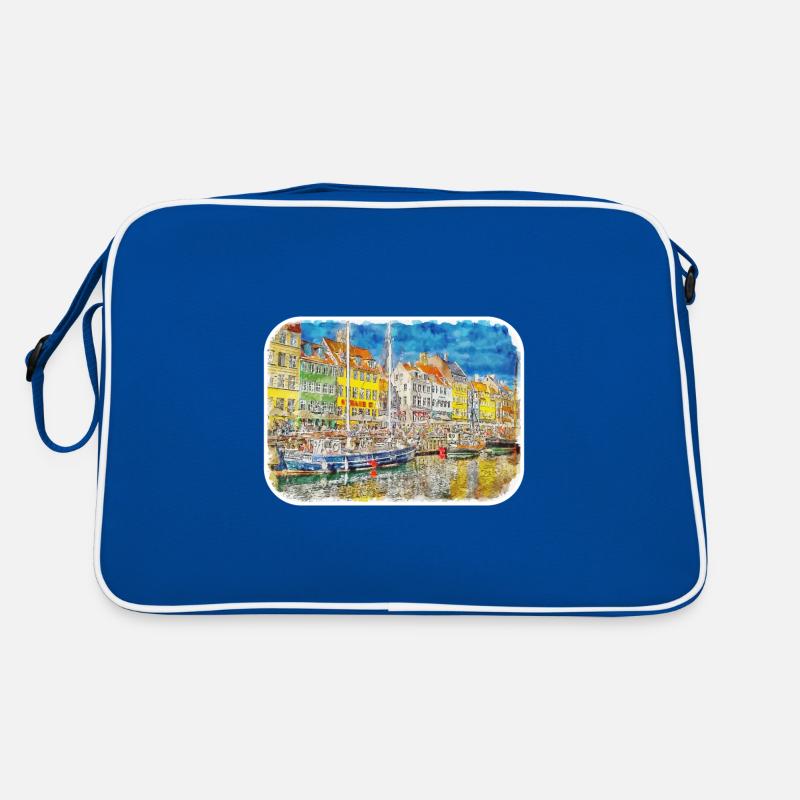 Copenhague Danemark Aquarelle Sketch Illustration Sac Retro