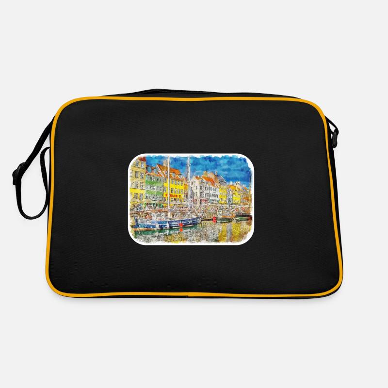 Copenhague Danemark Aquarelle Sketch Illustration Sac Retro