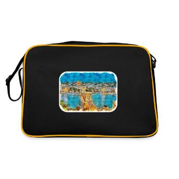 Budapest Ungarn Aquarell Skizze Illustration - Retro Tasche - Schwarz/Gold - Hinten