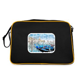 Venise Italie Aquarelle Esquisse Illustration - Sac Retro - noir/or - Dos