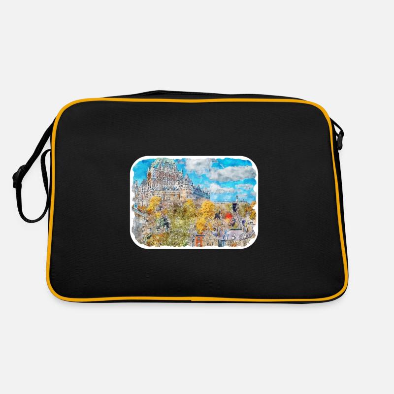 Québec Canada Aquarelle Dessin Dessin Illustration Sac Retro