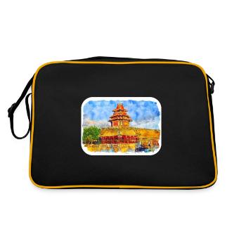 Illustration de l’esquisse à l’aquarelle de Pékin - Sac Retro - noir/or - Dos