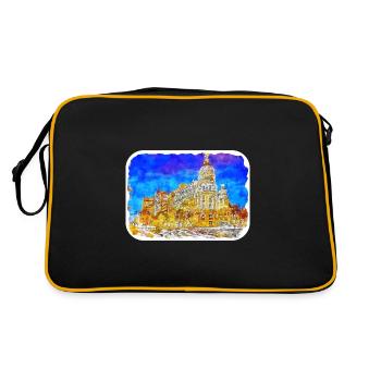 Madrid Espagne Aquarelle Esquisse Dessinée Peinture - Sac Retro - noir/or - Dos