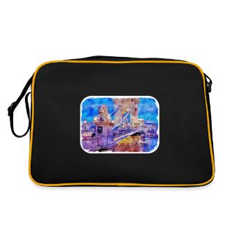 Budapest Ungarn Aquarell Skizze Illustration - Retro Tasche - Schwarz/Gold - Hinten