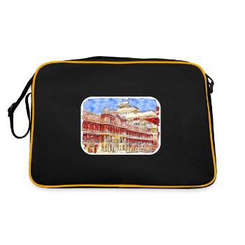 Jaipur Inde Aquarelle Esquisse Peinture Dessinée - Sac Retro - noir/or - Dos