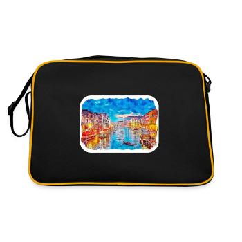 Venise Italie Aquarelle Esquisse Illustration - Sac Retro - noir/or - Dos