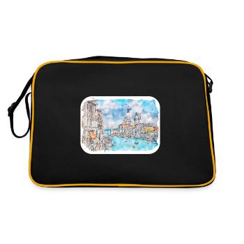 Venise Italie Aquarelle Esquisse Illustration - Sac Retro - noir/or - Dos