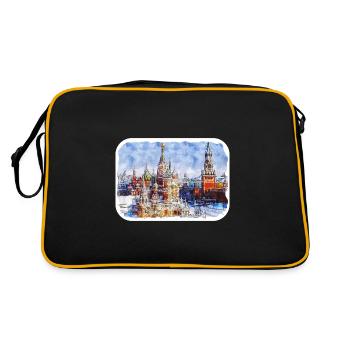 Moscow Russia Watercolor Sketch Drawn Drawing - Retro Bag - black/gold - Back