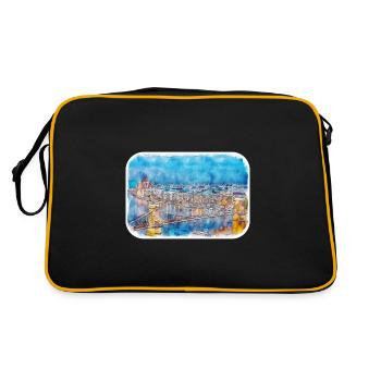 Budapest Ungarn Aquarell Skizze Illustration - Retro Tasche - Schwarz/Gold - Hinten
