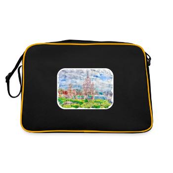 San Miguel De Allende Mexique Aquarelle Esquisse Dra - Sac Retro - noir/or - Dos