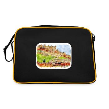 Jaipur Inde Aquarelle Esquisse Peinture Dessinée - Sac Retro - noir/or - Dos
