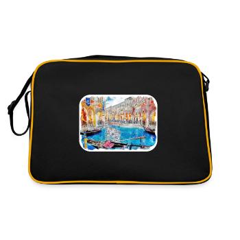 Venise Italie Aquarelle Esquisse Illustration - Sac Retro - noir/or - Dos
