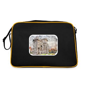 Madrid Espagne Aquarelle Esquisse Dessinée Peinture - Sac Retro - noir/or - Dos