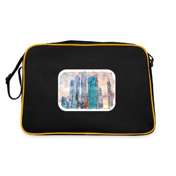 Moscow Russia Watercolor Sketch Illustration - Retro Bag - black/gold - Back