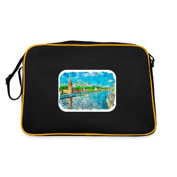 Moscow Russia Watercolor Sketch Drawn Drawing - Retro Bag - black/gold - Back