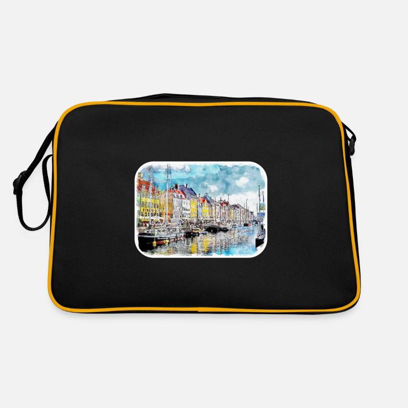 Copenhague Danemark Aquarelle Sketch Illustration Sac Retro
