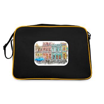 Habana Cuba Aquarelle Esquisse Dessinée Illustration - Sac Retro - noir/or - Dos
