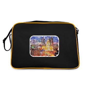 Moscow Russia Watercolor Sketch Illustration - Retro Bag - black/gold - Back