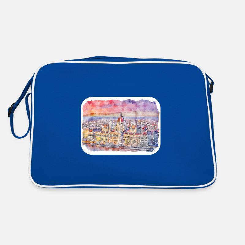 Budapest Aquarelle Esquisse Dessinée à la Main Illustration Sac Retro