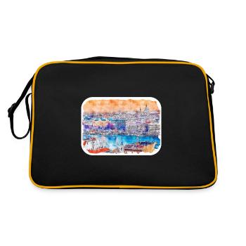 Budapest Ungarn Aquarell Skizze Illustration - Retro Tasche - Schwarz/Gold - Hinten