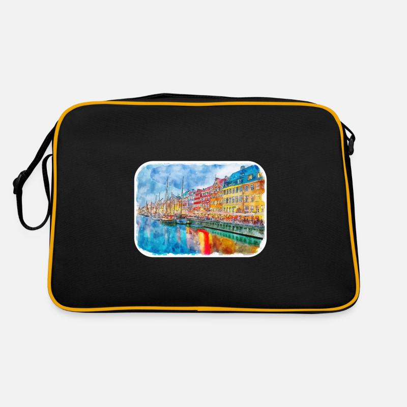 Copenhague Danemark Aquarelle Sketch Illustration Sac Retro