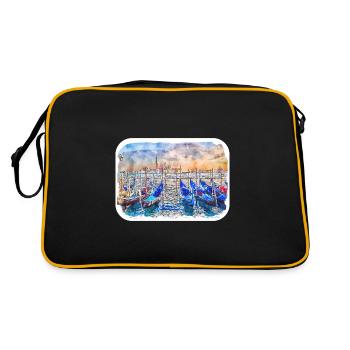 Venise Italie Aquarelle Esquisse Illustration - Sac Retro - noir/or - Dos
