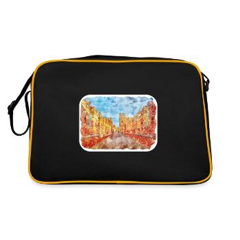 Vérone Italie Aquarelle Esquisse Peinture Dessinée - Sac Retro - noir/or - Dos