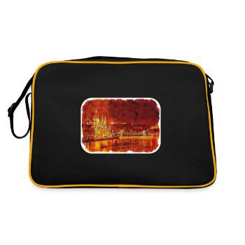 Budapest Ungarn Aquarell Skizze Illustration - Retro Tasche - Schwarz/Gold - Hinten