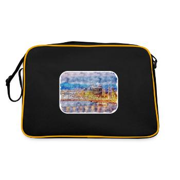 Budapest Ungarn Aquarell Skizze Illustration - Retro Tasche - Schwarz/Gold - Hinten