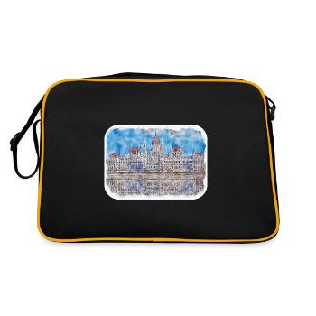 Budapest Ungarn Aquarell Skizze Illustration - Retro Tasche - Schwarz/Gold - Hinten
