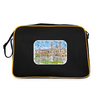 San Sebastian Espagne Aquarelle Sketch Illustration - Sac Retro - noir/or - Dos