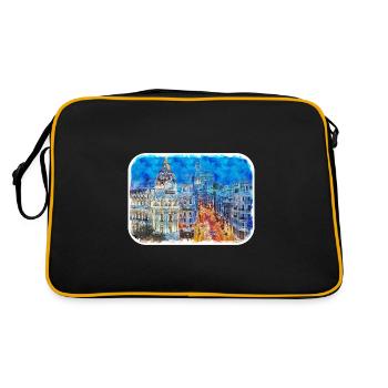 Madrid Espagne Aquarelle Esquisse Peinture Dessin - Sac Retro - noir/or - Dos