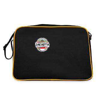 Jakarta Indonesia Flag Badge Travel Souvenir Stamp - Retro Bag - black/gold - Back