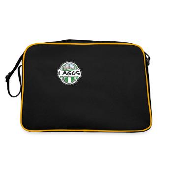 Lagos Nigeria Drapeau Badge Souvenir de Voyage Timbre Souvenir - Sac Retro - noir/or - Dos