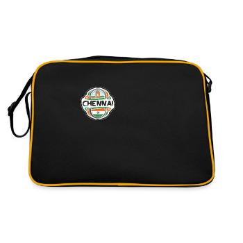 Chennai India Flag Badge Travel Souvenir Stamp - Retro Bag - black/gold - Back