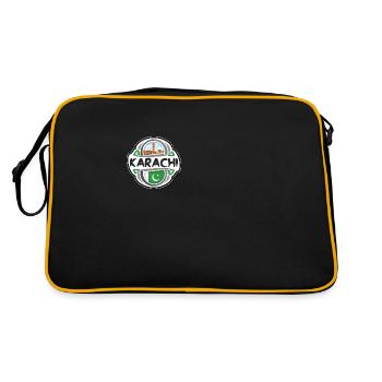 Karachi Pakistan Drapeau Badge Voyage Souvenir Timbre - Sac Retro - noir/or - Dos