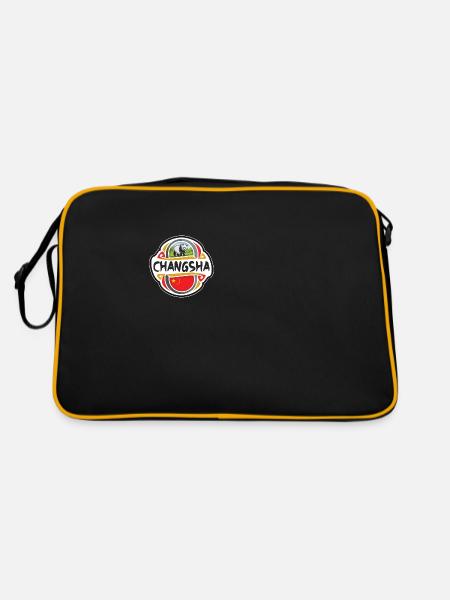 Changsha Chine Drapeau Badge Souvenir de Voyage Timbre - Sac Retro - noir/or - Dos