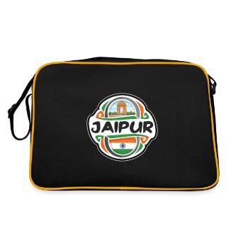 Jaipur India Flag Badge Souvenir de voyage - Sac Retro - noir/or - Dos