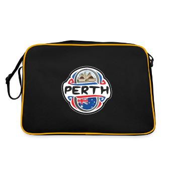 Perth Australia Flag Badge Travel Souvenir Stamp - Retro Bag - black/gold - Back
