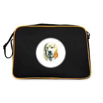 Illustration de l’aquarelle de chien de berger d’Asie centrale - Sac Retro - noir/or - Dos