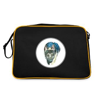 Illustration de l’aquarelle de chien de berger d’Europe de l’Est - Sac Retro - noir/or - Dos